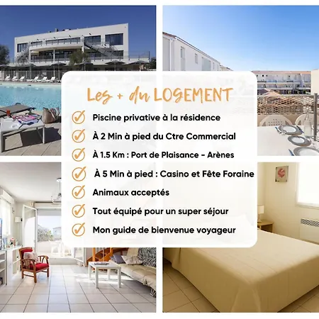 Le Bleu Camargue - T3 En Duplex Classe 3 Etoiles - Clim - Arrivee Autonome - Piscine Privative A La - Parking Gratuit - Wifi Fibre - Animaux Acceptes - Ideale Famille Couple Teletravail דירה *
